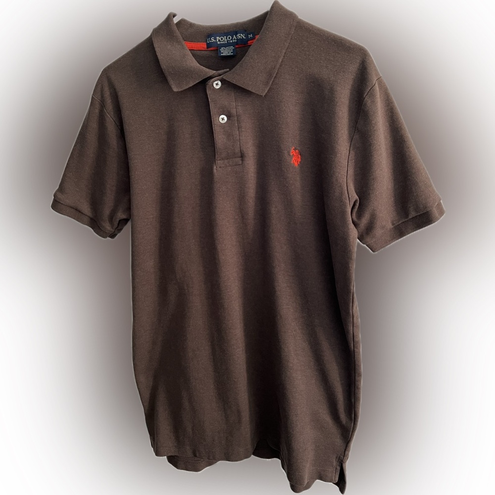 MENS U.S.POLO ASSN. BROWN POLO TOP SIZE M